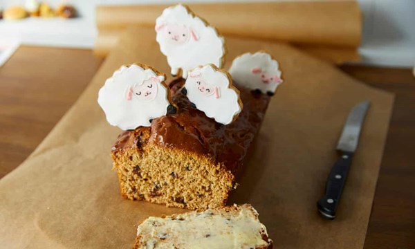 Bara brith with biscuit sheep