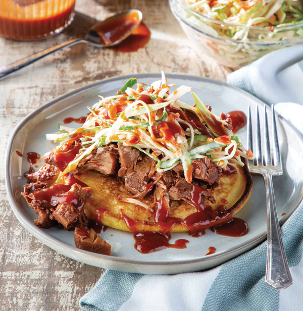 Barbecue and hoecakes with coleslaw