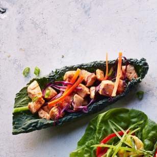 Barbecue chicken kale wraps