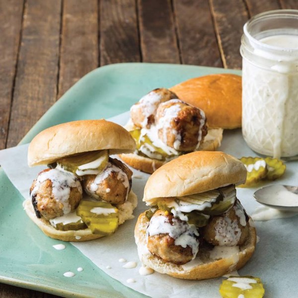 Barbecue chicken meatball sliders