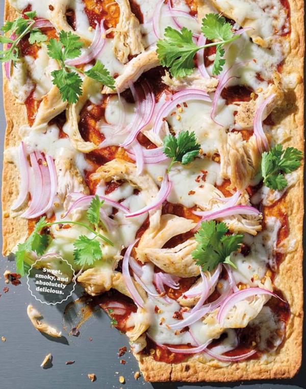 Barbecue chicken pizza with lavash bread