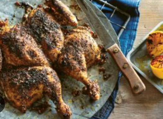 Barbecue chicken rubbed with berbere spice