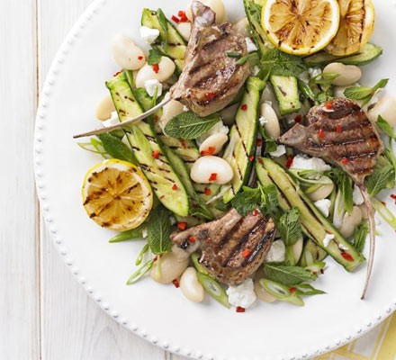 Barbecue lamb and courgette salad