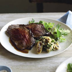 Barbecue oyster blade steak with anchoïade