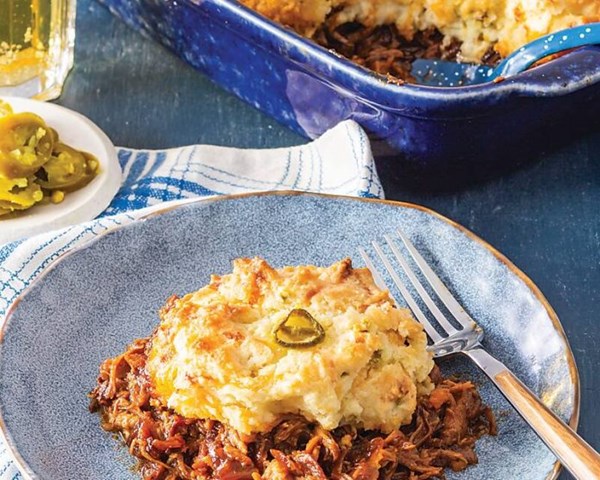 Barbecue pork and biscuit cobbler