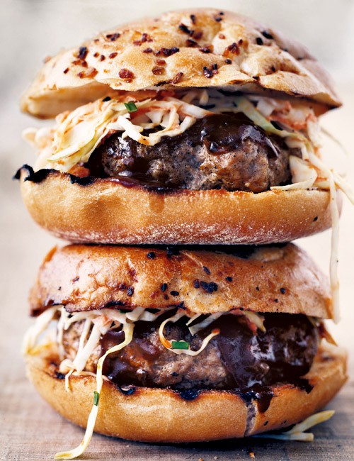 Barbecue pork burgers