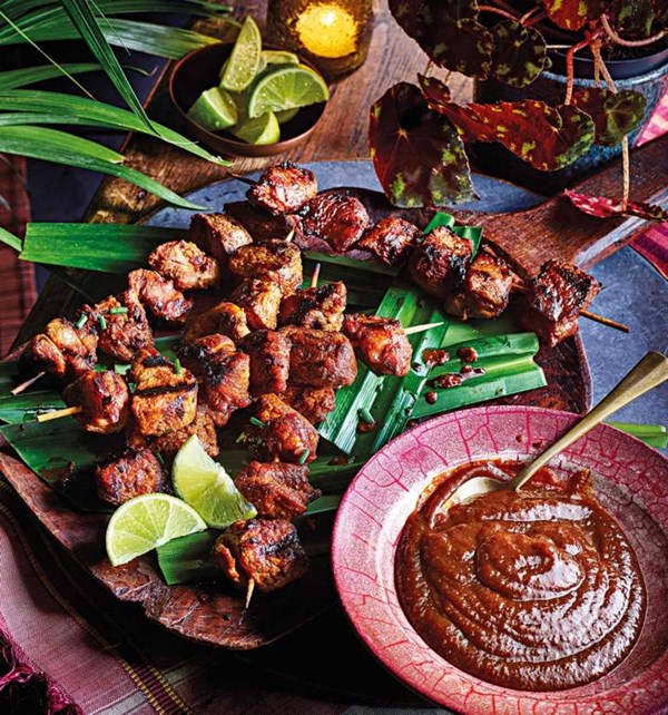 Barbecue pork skewers