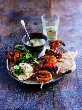 Barbecue prawns marinated in chilli and soy