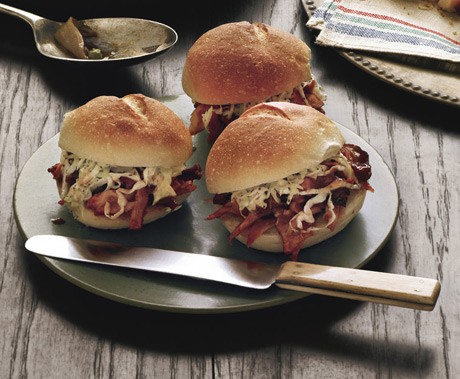 Barbecue pulled-turkey sandwiches