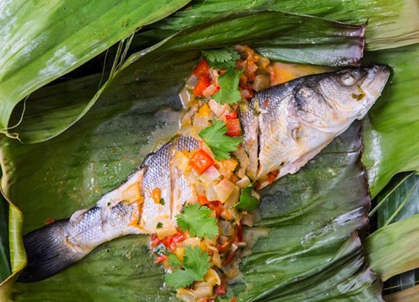 Barbecue sea bass escabeche