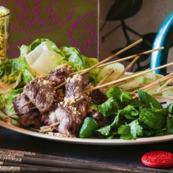 Barbecue skewered beef