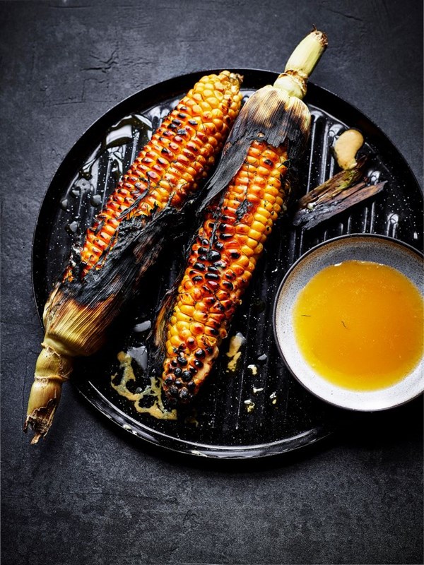Barbecue sweetcorn with miso koji butter