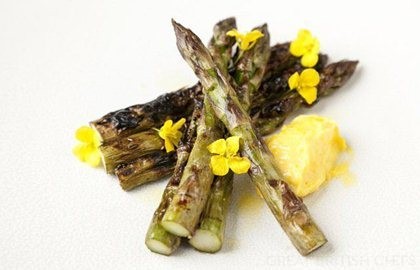 Barbecued asparagus with rapeseed mayonnaise