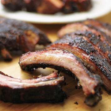 Barbecued baby back ribs