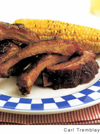 Barbecued baby back ribs