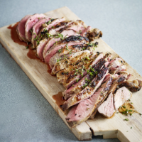 Barbecued butterflied lamb leg