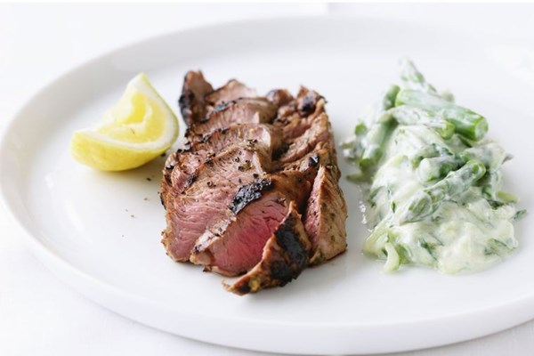 Barbecued butterflied lamb with lemon, garlic and thyme