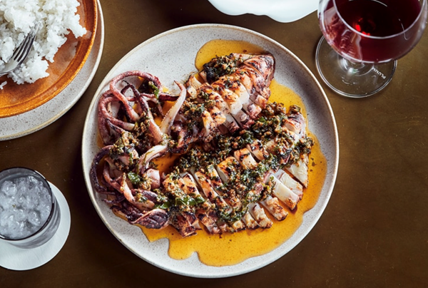 Barbecued calamari with salmoriglio