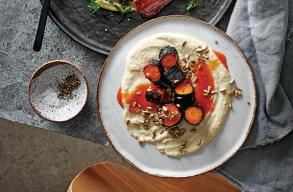 Barbecued carrots, ajo blanco and carrot honey