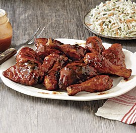 Barbecued chicken legs