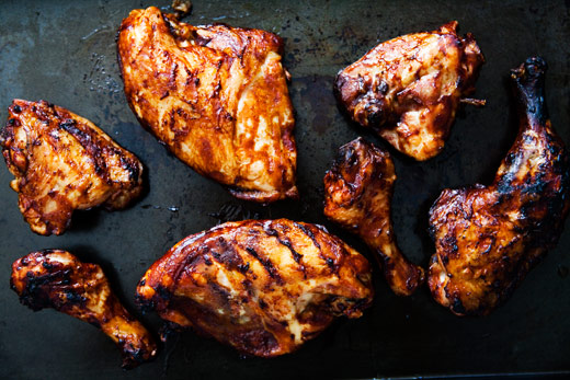 Barbecued chicken on the grill