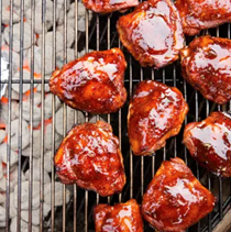 Barbecued chicken thighs