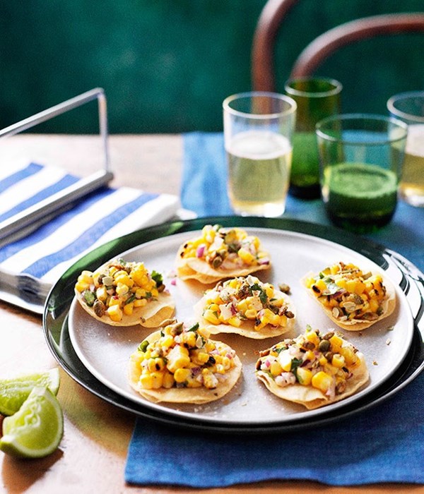 Barbecued corn tostada 