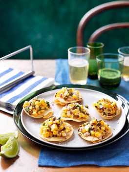 Barbecued corn tostadas