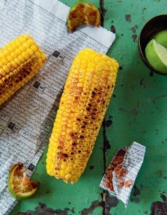 Barbecued corn with chilli and lime (Bhutta)