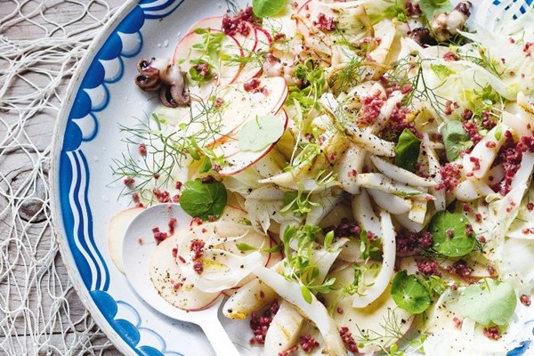 Barbecued cuttlefish, fennel & soppressata salad