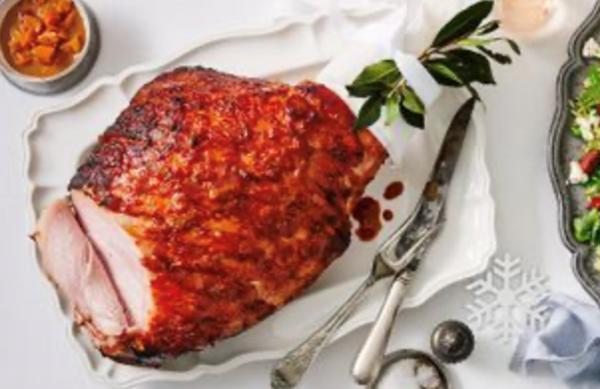 Barbecued ham with nectarine glaze [Tom Gorringe]