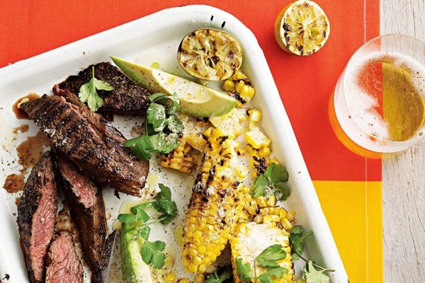 Barbecued kangaroo with charred corn & avocado