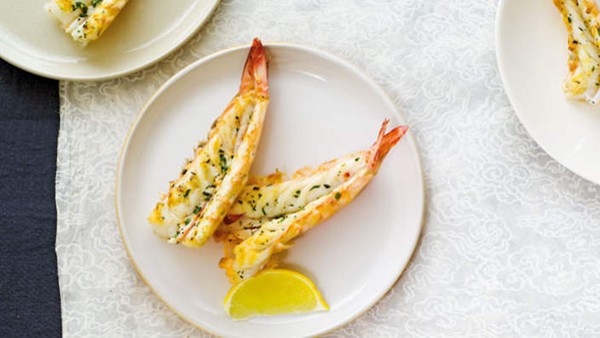 Barbecued king prawns