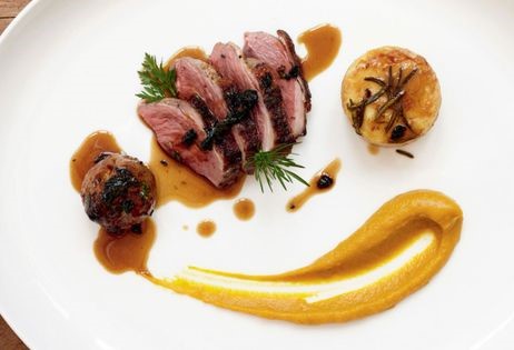 Barbecued leg of lamb (Barbecued leg of lamb with Yorkshire salad and gooseberry and green peppercorn relish)