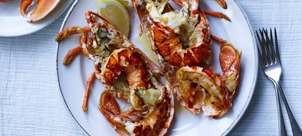 Barbecued lobster with smoked butter