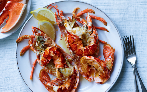 Barbecued lobster with smoked butter