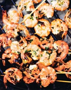Barbecued prawns
