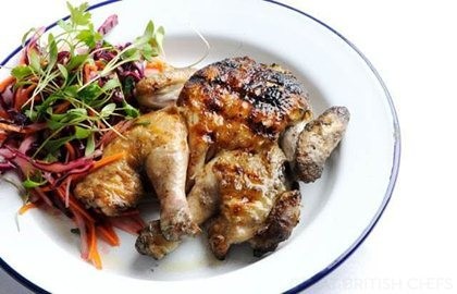 Barbecued spatchcock chicken