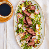 Barbecued steak with ponzu