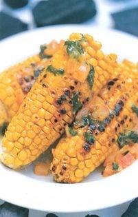 Barbecued sweetcorn with coriander butter