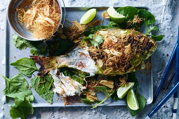 Barbecued whole fish with lemongrass & turmeric