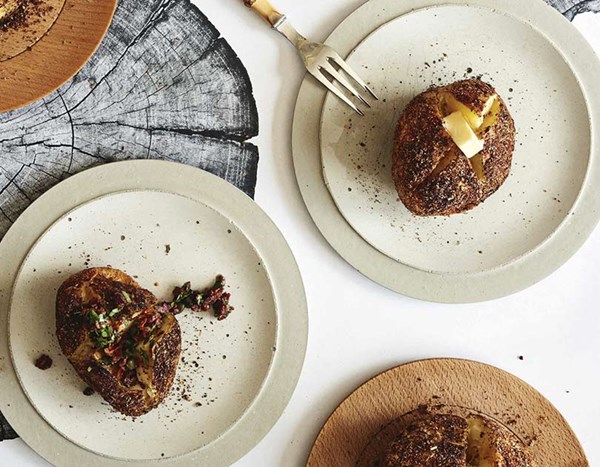 Barbecued whole potatoes