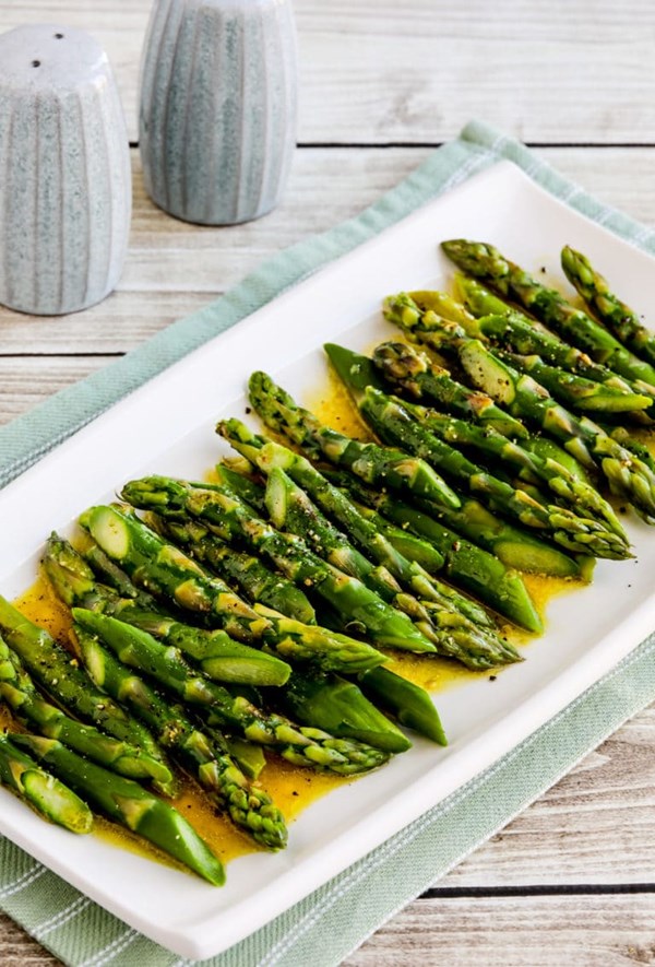Barely-cooked asparagus with lemon-mustard vinaigrette