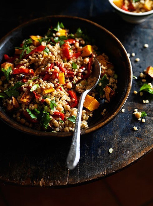 Barley & vegetable pilaf with cumin dressing