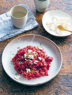 Barley and beetroot risotto with goat’s cheese and tarragon