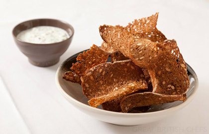 Barley dip with rye bread crisps