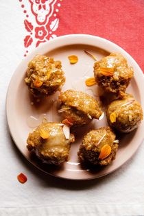 Barley doughnuts soaked in marigold syrup