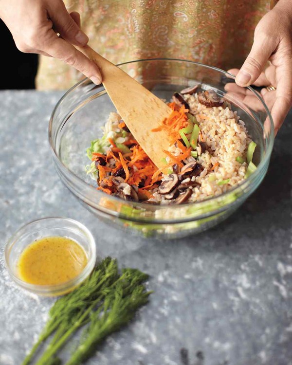 Barley, mushroom, and dill salad