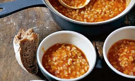 Barley, onion, tomato