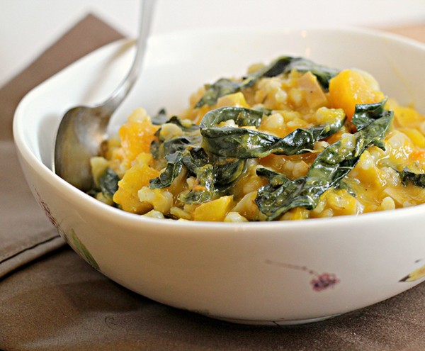 Barley risotto with butternut squash and Gruyère
